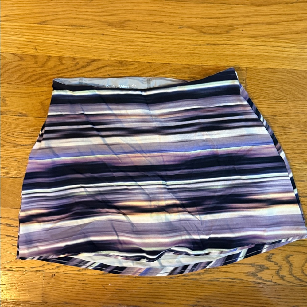 Outdoor Voices Purple and Black Striped Mini Skirt